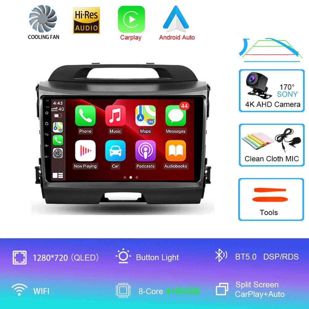 Для KIA Sportage 3 2010-2015 2016 Автомагнитола Android 14 Беспроводной CarPlay Auto 4G+WIFI Мультимедийный Видеоплеер GPS 2din Автомагнитола