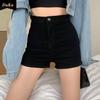 Black Shorts Women Wear High-waisted Skinny Jeans with A Bottom and Hip Short Hot Pants