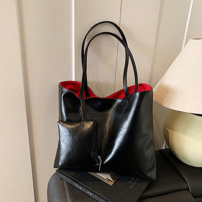 Женская сумка через плечо из ПУ кожи серебристого цвета, простой дизайн, высококлассная рабочая сумка для поездок, большая вместительная сумка-тоут с кошельком CLE