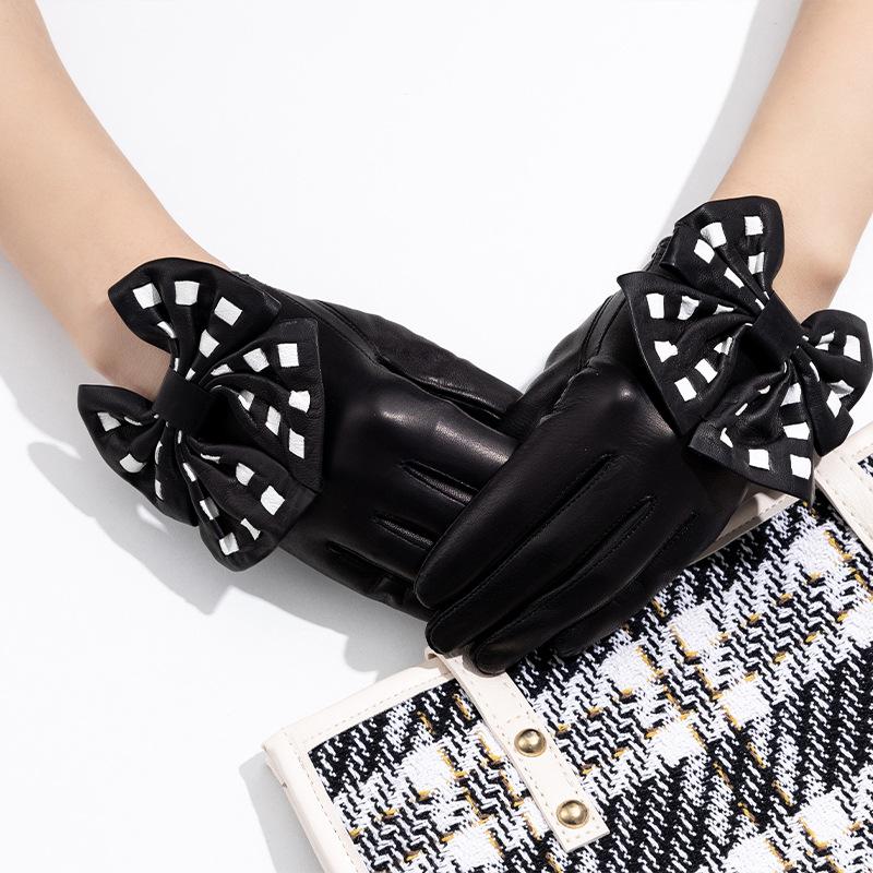 Кожаные перчатки Женские Большой бант Одежда и аксессуары Декоративные перчатки