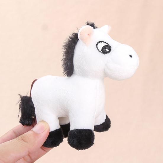 Cute Cartoon Plush Horse Doll Keychain Miniature Stuffed Animal Keyring Bag Pendant Stress Relief
