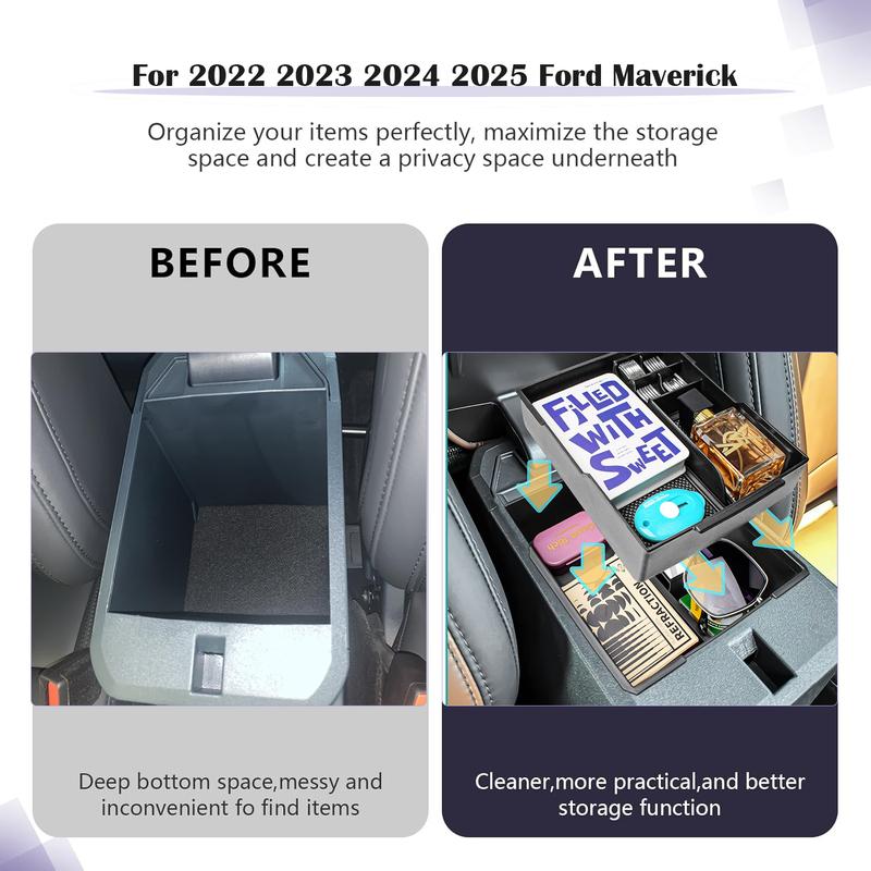 Double Layers Center Console Organizer Tray for 2024 2025 Ford Maverick Armrest Storage Box Car Storage Accessories