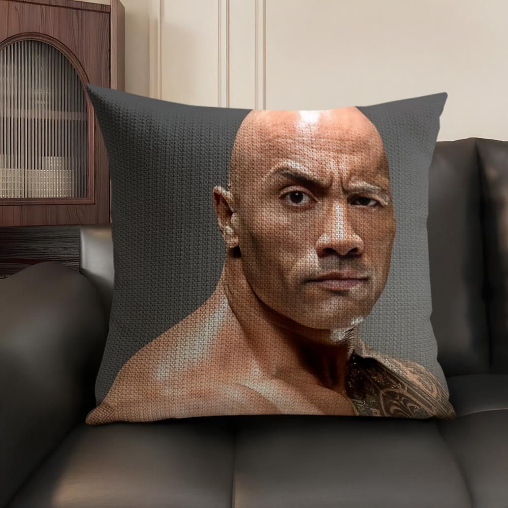 The RRock DDwayne Cushion Cover Natural Linen Organic Fabric DoubleSided Printing Sofa Home Decor Gift Pillow Case
