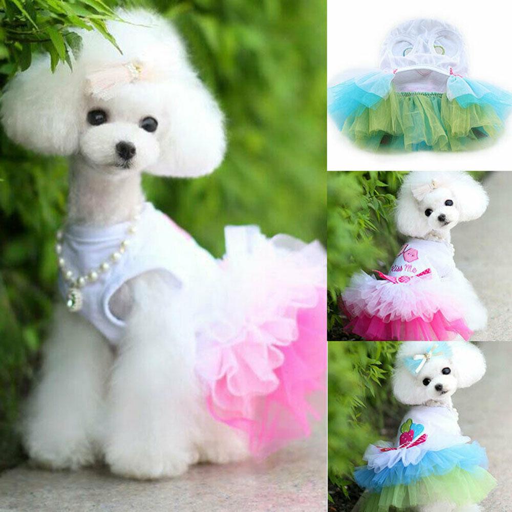 Lips & Love Heart Print Pet Clothes Princess Dress Cotton Lace Tutu Skirt Small Dog Cat Dress