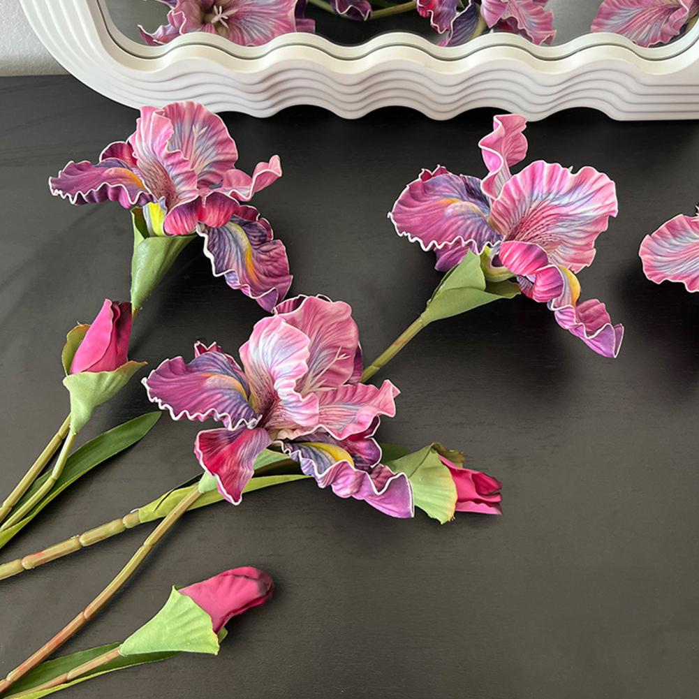 18" Artificial Iris Flower Real Touch Fake Bouquet with Flower Bud for Home Table Centerpiece Wedding Floral Arrangement Flowers