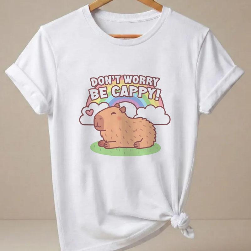 Capybara T Shirt Cute Unisex Girl Short Sleeve Crewneck Tshirt Casual Tops for Summer Spring Soft Unisex Clothing Streetwear
