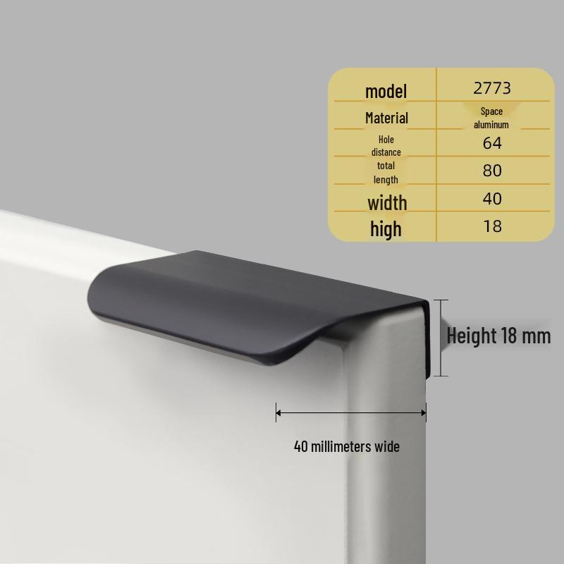 Oukali Curved Invisible Edge Aluminum Cabinet and Wardrobe Handle