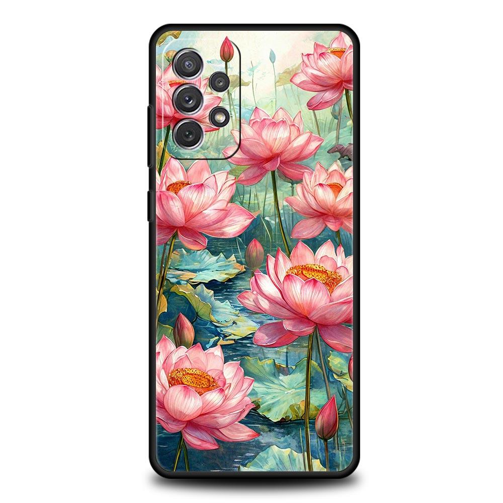 Чехол для телефона Samsung Galaxy A17 A15 A13 A51 A71 A41 A31 A21S A07 A03S A05 A35 A55 A23 A25 A33 A53 A73 5G Cover с узором Лотоса