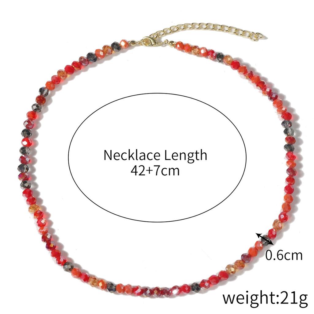 Necklace for Women Crystal Beaded Collarbone Chain Ins Simple Shell Necklace Female Colorful Natural Crystal Rice Bead Necklace