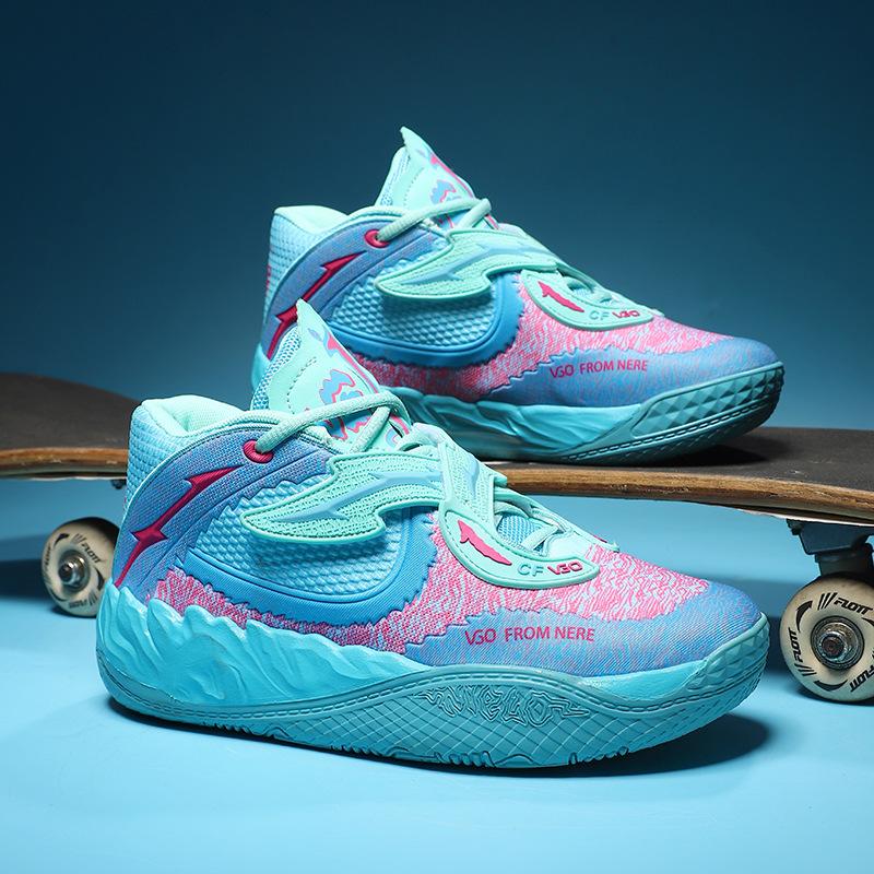 Баскетбольные кроссовки для мужчин и женщин, парные, мандаринки, двухцветная сетка средней высоты для помощи ученикам начальной школы, и пара модных спортивных кроссовок