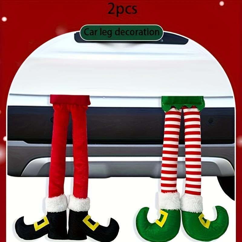 2pcs Christmas Leg Car Tail Decoration Cotton Material Suitable for Car and Wardrobe Decoration Polyester Material