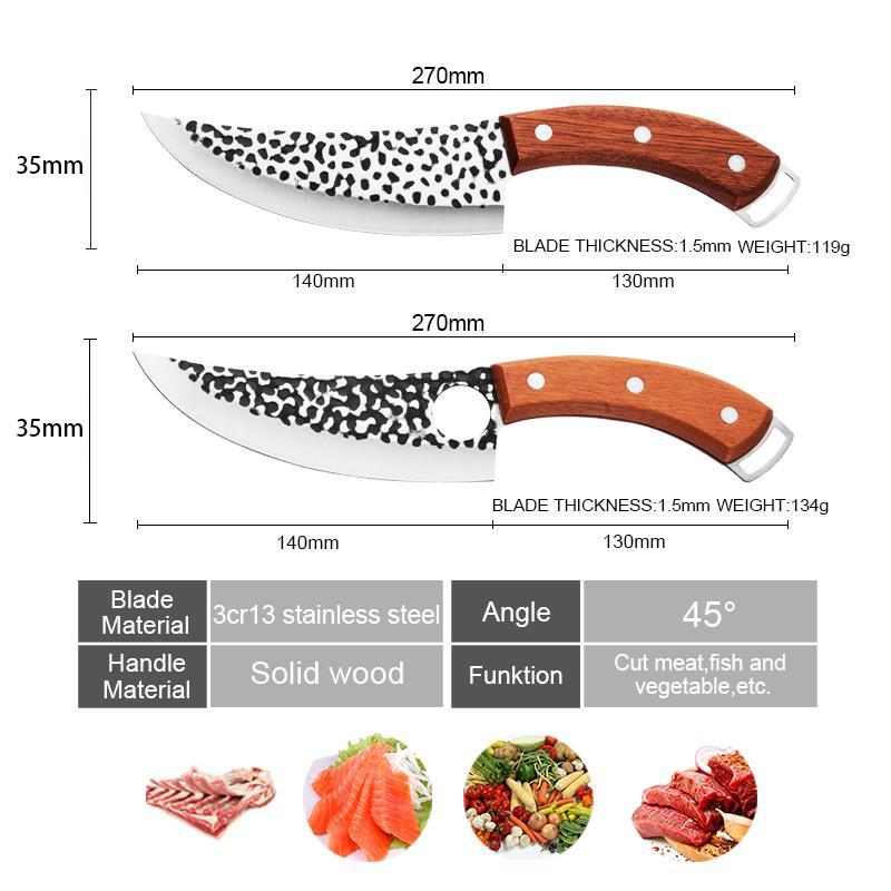 Stainless Steel Kitchen Knife Meat Cutting BBQ Knife Handmade Forged Butcher Slicing Knife Cooking Chef Knife and Accessories