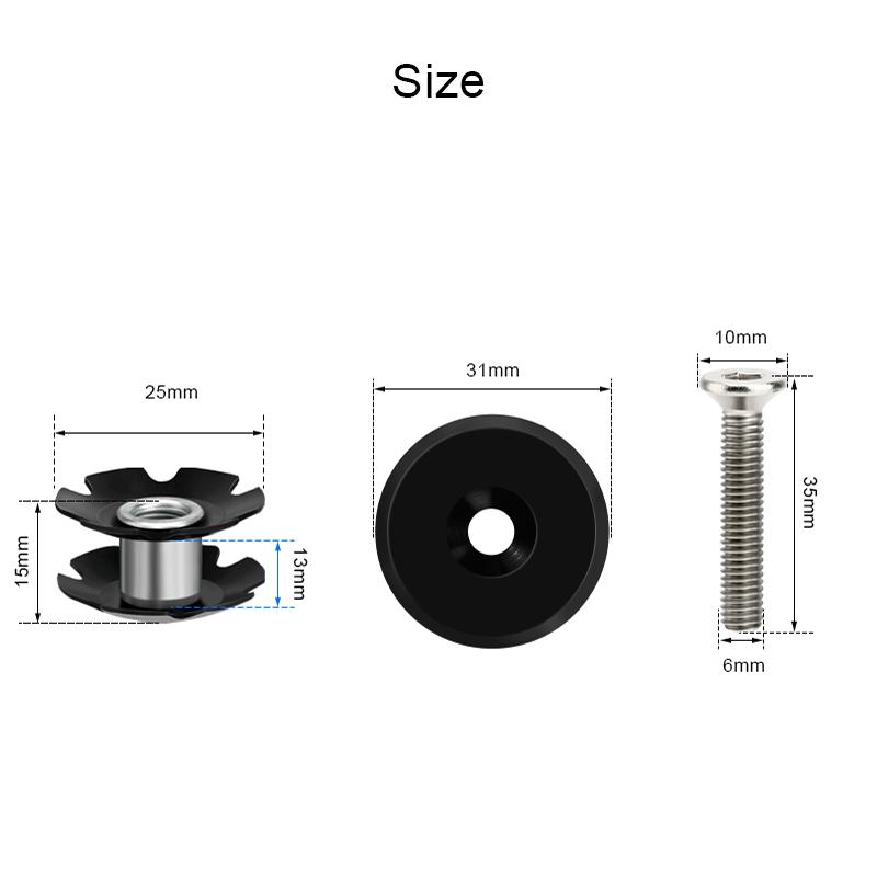 Крышка верхней крышки выноса рулевой колонки для велосипеда Крышка верхней крышки выноса рулевой колонки для велосипеда Болт винта рулевой колонки Гайки-звездочки для трубы передней вилки 1-1/8" 28,6 мм