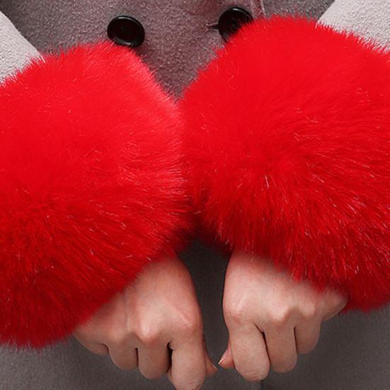 1 пара искусственных меховых манжет, пушистые, однотонные, толстые и теплые, зимние
