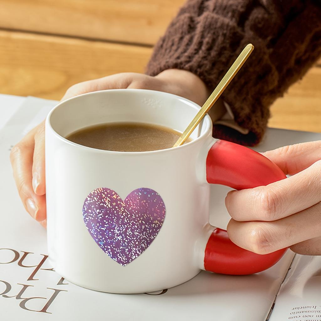 500pcs/roll Heart-Shaped Glitter Labels,Self-Adhesive Stickers for Baking Packaging,Valentine's Day,Bridal Gifts,Easter Gifts