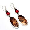 Cappuccino Jasper Garnet Gemstone 925 Silver Plated Jewelry Earring 2.65"