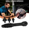 Universal Ratchet Drill Chuck Key Wrench Non-Slip Handle Ergonomic Design 2-in-1 Double Head Spanner Repair Wrench Tool