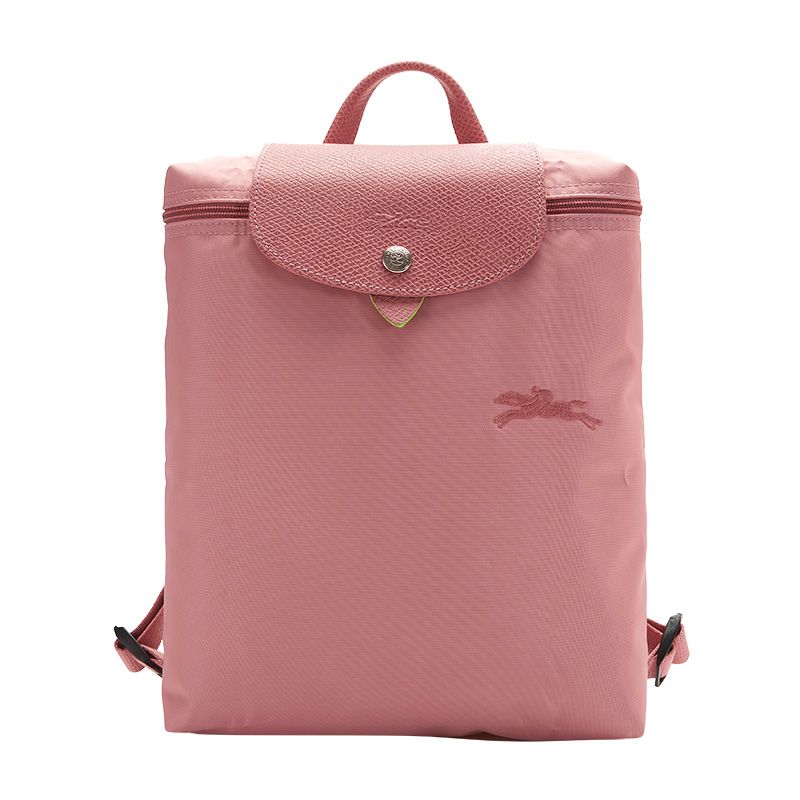 Longchamp Le Pliage Green 26 Foldable Button Zipper Closure Leather Trim Backpack Women backpack Pink 1699919P72