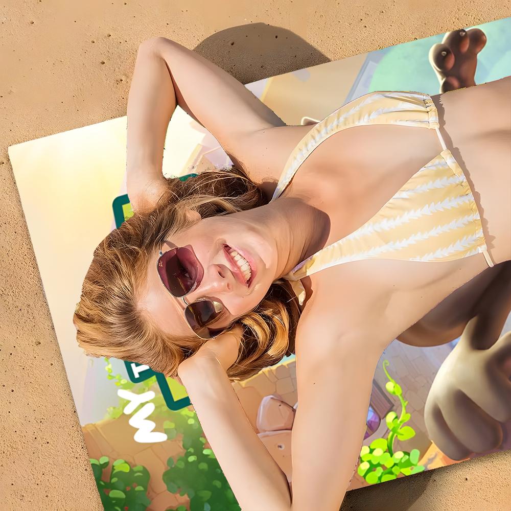 Полотенце Talking Tom & Friends, Микрофибра, Пляжное полотенце, Быстросохнущее, Без песка, Ультратонкое волокно, Супермягкое.