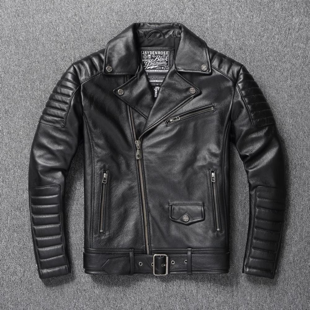 Chinese Size Real Cowhide Coat Genuine Leather Clothes Men's Motorcycle Skull Motorcycle Riding Jacket Autumn
