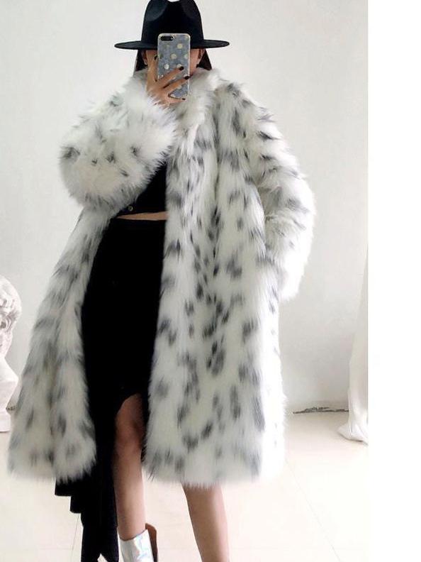 Пальто из искусственного меха Женская куртка из искусственного лисьего меха с длинным рукавом