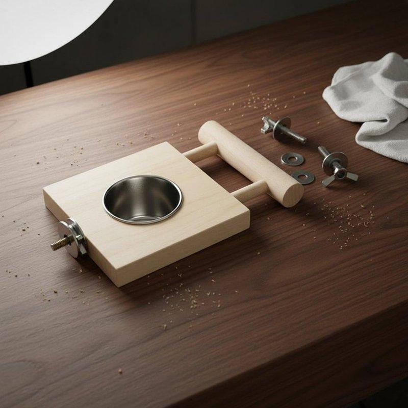 Stainless Steel Enclosure Feeder Cups Easy to Clean Enclosure Mount Feeding Station Avian Feeding Dish with Perch Sturdy &