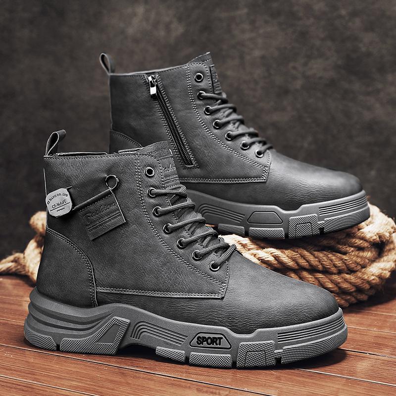 Martin Boots Men's 2025 Autumn New High-top British Style Mid-top Leather Boots Tooling Waterproof Heightening Men's Leather Boots