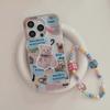Ins Bear Imd Shell Flower Label Shell For Iphone 13 12 Promax 14 Pro Max 11 Cartoon Art Bracelet Phone Case Back Cover