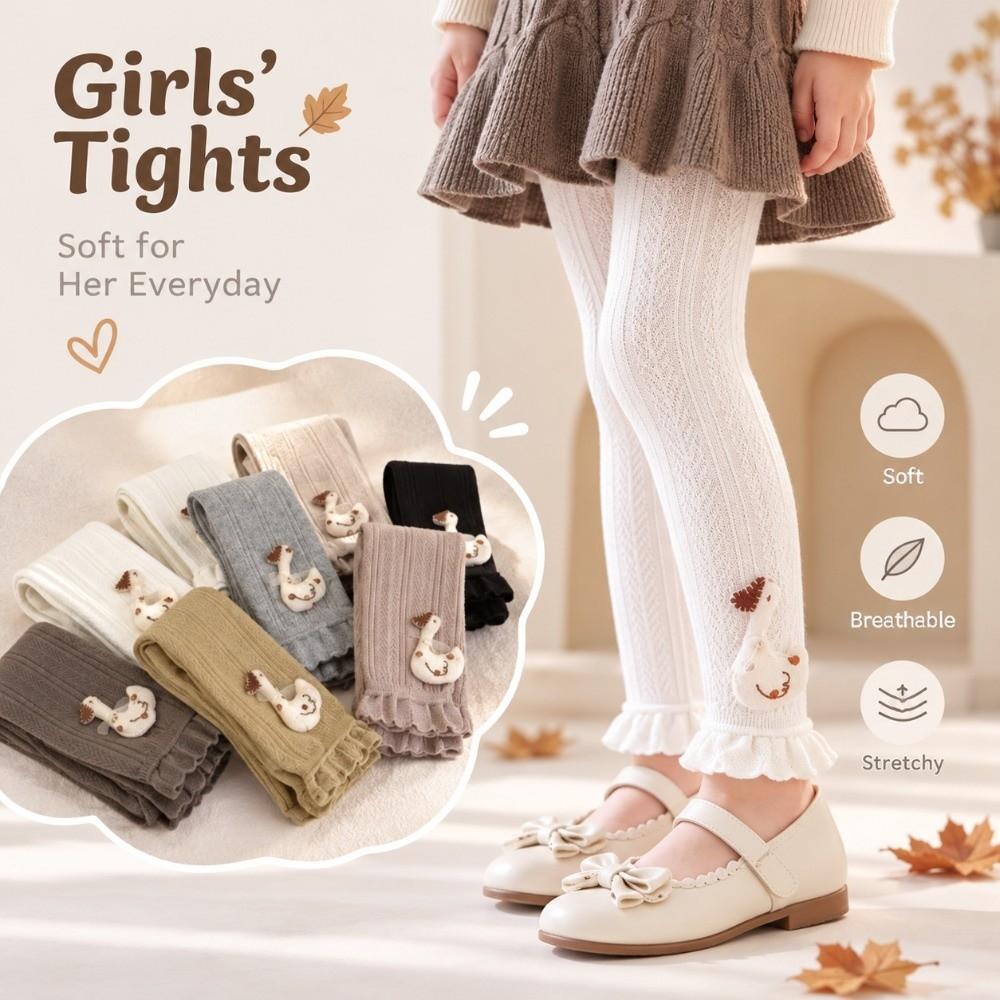 Thin Cotton Kids Cotton Legging Elastic Waistband Lace Trim Tight Spring Autumn Layering Little
