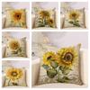 Nordic Sunflower Print Linen Pillowcase Living Room Sofa Cushion Cover 40*40 Home Decoration Pillowcase 60*60 50*50 Customizable
