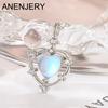 ANENJERY Ожерелье с подвеской в ​​форме сердца из лунного камня и циркона для женщин, модные элегантные ювелирные аксессуары
