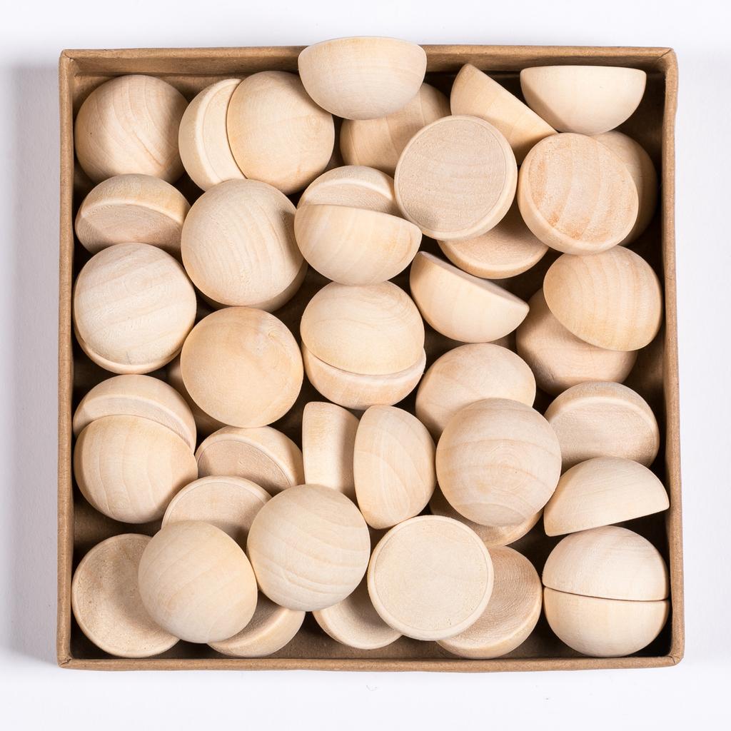 10/20Pcs 15-20MM Semicircle For DIY Jewelry Making Unfinished Accessories Wooden Beads Natural Wooded Spheres Half-faced Balls