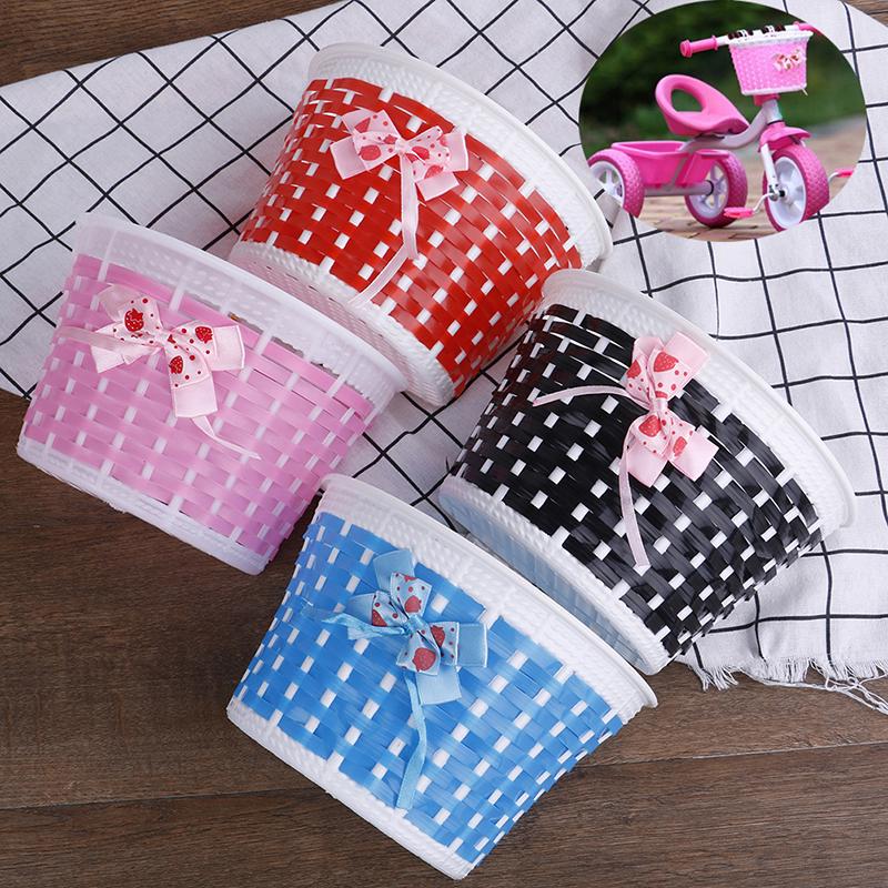Bicycle Basket Front Bag Bike Bowknot Front Basket For Children Girl Cycling