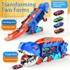 Transport Dinosaur Truck with Foldable Sliding Race Track Transforms into Standing T-rex Best Birthday Gifts Toys Boys Girls
