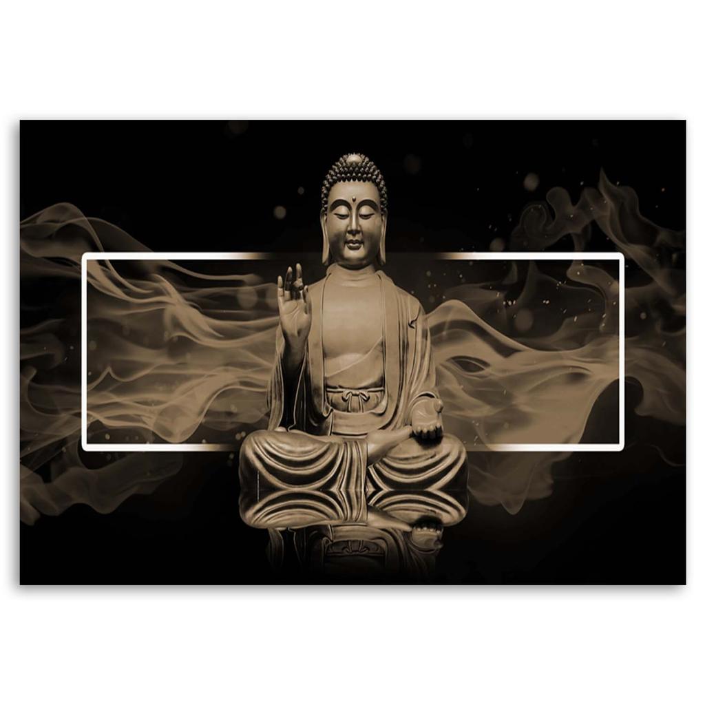 Canvas print, Meditating Buddha Figure - beige