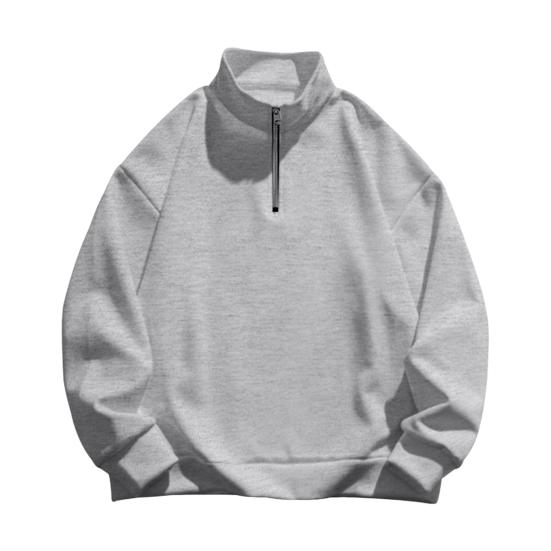 Мужская толстовка с застежкой-молнией и воротником-стойкой, с длинными рукавами, однотонный пуловер средней длины, спортивный повседневный топ, легкая одежда для путешествий, офиса, повседневной носки