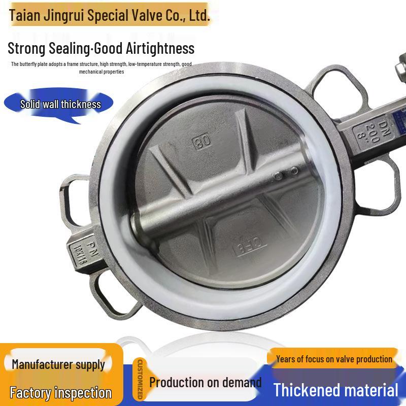 Stainless Steel Manual Butterfly Valve with Double Clamp, Rubber Soft Seal, Turbine Handle, Vertical Wafer Type for Water Treatment