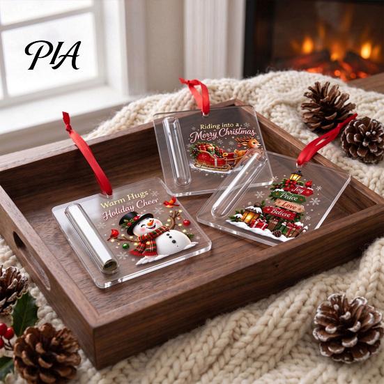 Festive Cash Storage Ornament Christmas Gift Ornament, 2D Acrylic Money Card Decoration, Xmas Creative Holiday Surprise Holder Tree Hanging for Tree,