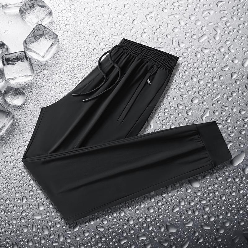 Брюки Ice Silk, мужские летние брюки, тонкие свободные повседневные быстросохнущие брюки, высокоэластичные дышащие спортивные брюки