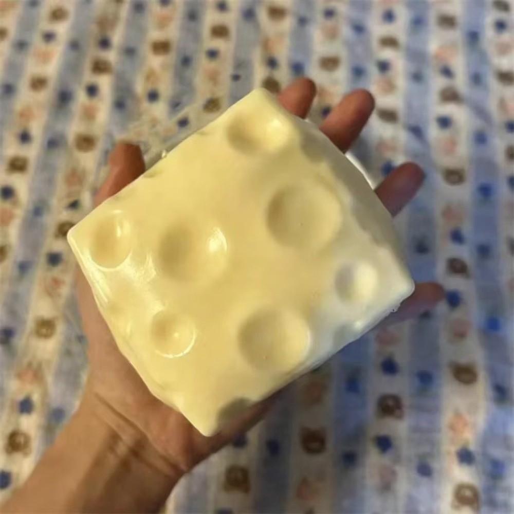 Crunchy Crackling Cheese Pinch Super Soft Cheese Squishy Toy Cheese Squeezed Cube for Kids Adults