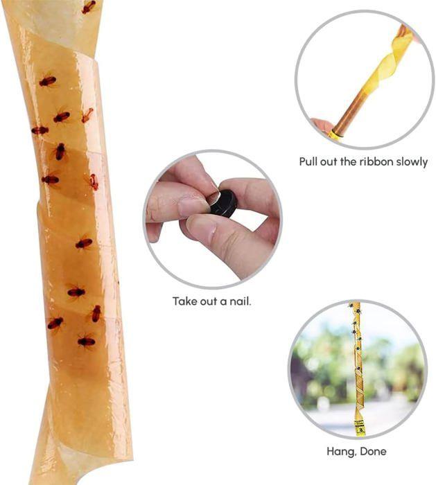 Мухобойка, Ловушка для мух, Липкая мухобойка, Мухобойка для помещений, Бумага для мух, Лента-липучка для мух, Рулон-липучка [J391]