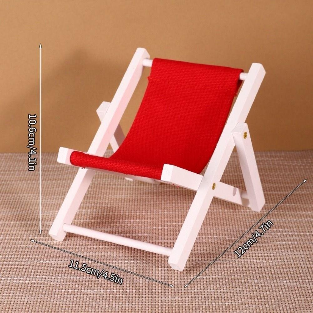 Multicolors Foldable Beach Chair Model Wooden Outdoor Casual Reclining Chair For 10cm Cotton Doll
