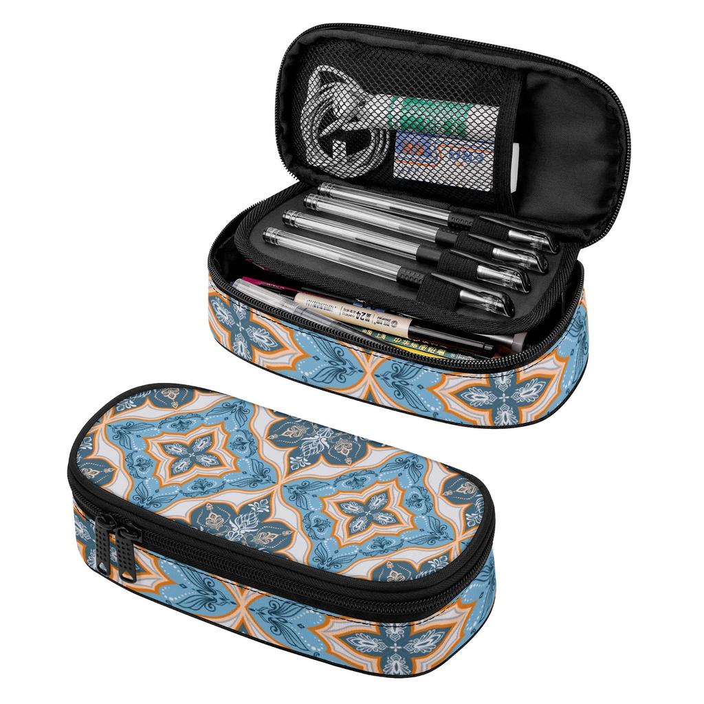Pencil Bag Smooth Zipper Roomy Interior Durable 300D Polyester with Main Pocket Mesh Layer and Removable Pen Divider for Students