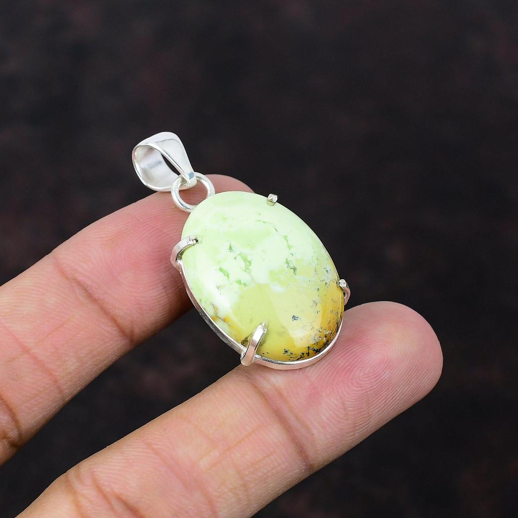 Lemon Chrysoprase Pendant 925 Sterling Silver Pendant A One Quality Gemstone Jewelry Handmade Elegant Pendant Gift For Her Wonderful Jewelry