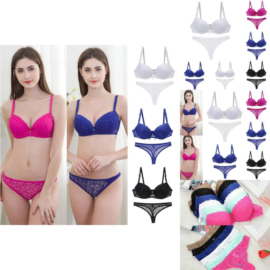 Women Lace Floral Bralette Balcony Padded Push Up Bra Sets Underwear Panties