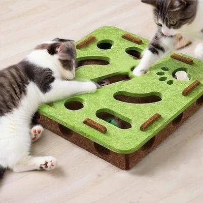 Игрушка-головоломка для кошек, Головоломка для котят, Обогащающая коробка, Лабиринт для самостоятельной игры кошек с 2 шариками с колокольчиками, Пилка для когтей, Когтеточка