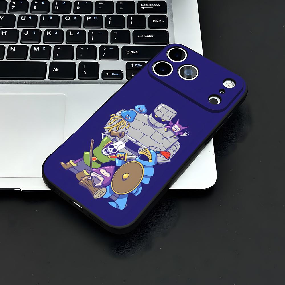 D-dragon Q-Quest Слайм Чехол для телефона Для IPhone 17 Air 16 E Pro Max 15 14 13 Mini 12 Pro 11 Max Plus Черный Мягкий корпус