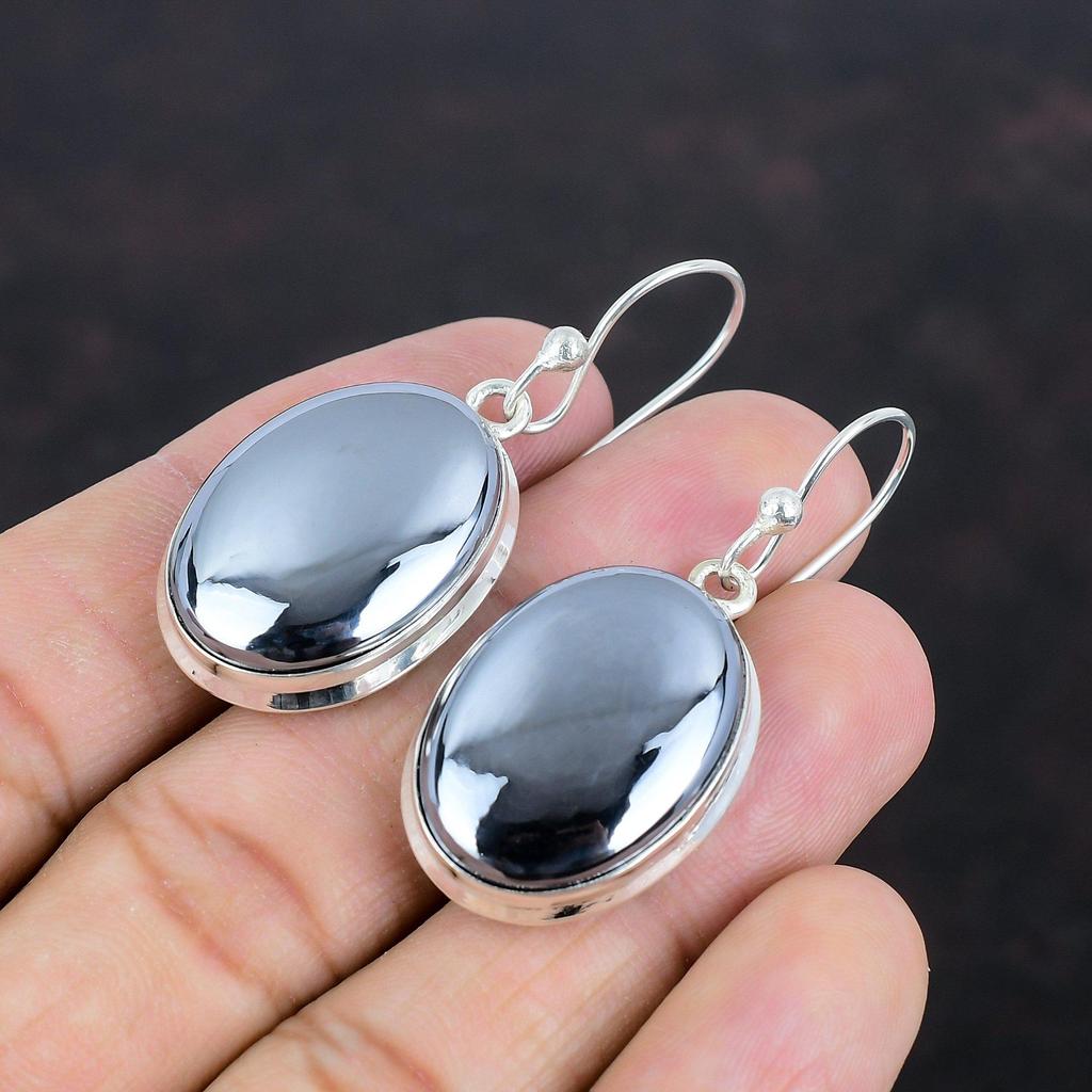 Серьги из шунгита, серьги из драгоценных камней, серьги из стерлингового серебра 925 пробы, очень красивые серьги из шунгита, серьги ручной работы, висячие серьги, подарки для жены