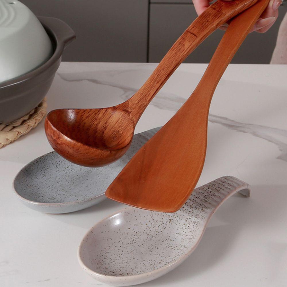 European Style Ceramic Spatula Rest Anti-skid Texture Ladle Holder Utensils Holder Easy To Clean