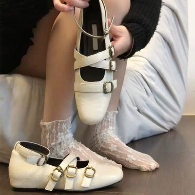 Осенний дизайн, туфли-клинья с перекрестными ремешками, женские нишевые ретро маленькие кожаные туфли с мелким вырезом, внутренняя платформа, туфли Мэри Джейн